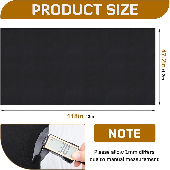 Nuanchu 38.4 sq ft 47.2 x 118 in Black Underfelt Carpet with Adhesive Back for Speaker Sub Box, Underfelt Carpet for RV, Boat, Marine, Auto, Truck, Car Trunk, Door Liner, Desk