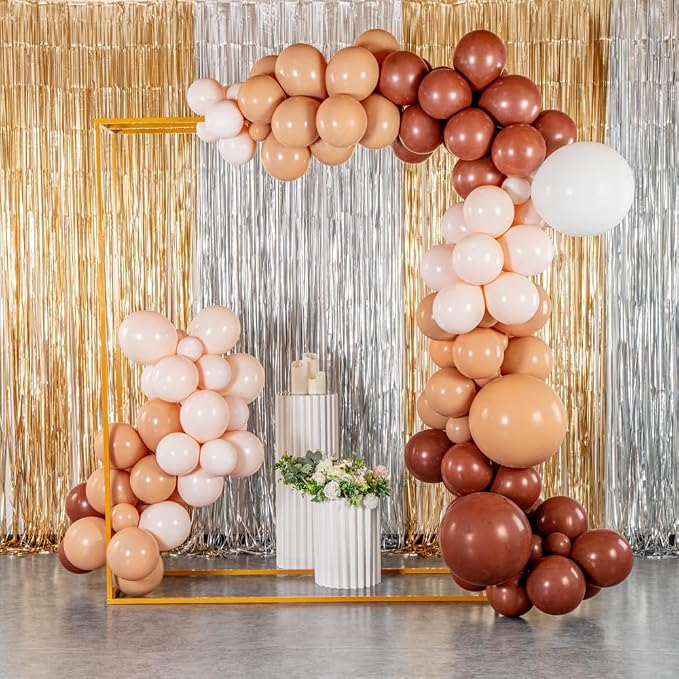 Restaurantware-Balloonify Balloon Garland Set, 1 Party Decoration Kit - 138 Pcs, With Chain, Brown, Beige, & White Latex Balloon Arch Kit, Includes Glue Dots, And Fishing Line
