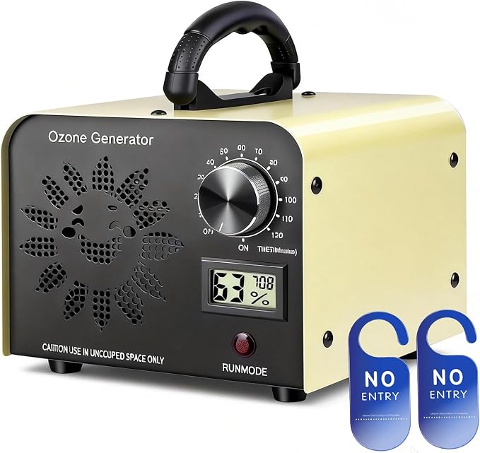 Ozone Generator 90,000mg/h with Temp/Humidity Display, High Capacity Output Portable Ozone Machine Odor Removal, Ozone Air Purifier for Rooms, Smoke, Cars and Pets, Ozone Machine up to 4000sq.ft