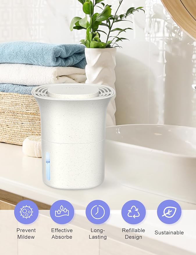 CLEVAST Refillable Moisture Absorber Boxes, 4 Pack 12.5 oz Reusable Dehumidifier for Closet, Bathroom & Wardrobe, Removes Excess Moisture, Odor & Humidity