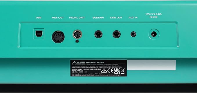 Alesis Recital Home Digital Piano with 88 Hammer Action Weighted Keys, Stand, Pedals and Lessons, Turquoise