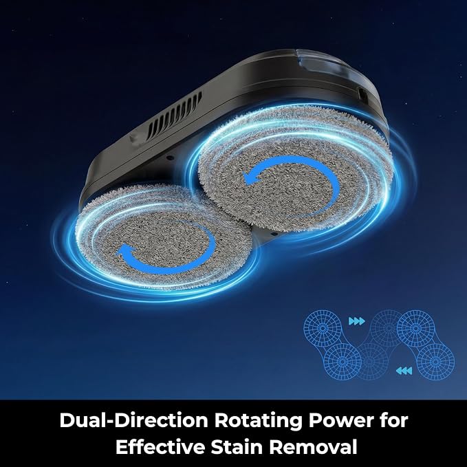 Tosima X1 Window Cleaning Robot, 6400Pa Intelligent Variable Suction, Dual Auto-Spray Smart Window Cleaner with Smart Navigation, Remote Control and Triple Safety, Anti-Drop, for All Smooth Surfaces