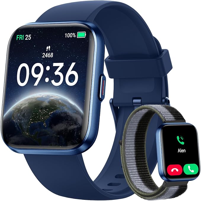 Woneligo Smart Watch for Women, Answer/Make Calls, Alexa Built-in, 1.85" Touch Screen Fitness Tracker for Android & iPhone, Heart Rate/Sleep/SpO2 Monitor Smartwatch, Waterproof (Deep Blue)