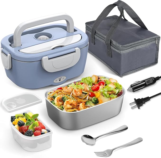 WisaKey Cordless Electric Lunch Box for Adults,APP Control Heated Lunch Box for Men Food Warmer Rechargeable Lunch Box 248℉ Timer Self Heating Lunch Box,5-sided Heated Lunchbox for Work