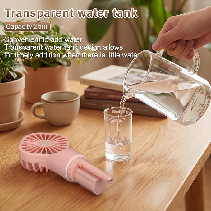 2 Pack Misting Fans Portable Handheld Rechargeable Handheld Spray Fans with 25ml Water Tank 4-speed Personal Cooling Fan, Usb-c Mini Hand Fan for Travel Outdoor Sports Camping Office Home