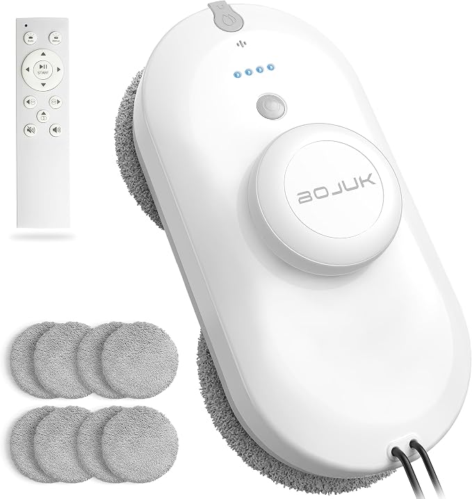 Window Cleaning Robot, 5000Pa Suction, Dual Spray, AI Smart Path Planning, Wet and Dry Glass Cleaner with Edge Detection and Anti-Drop Protection for High-Rise Windows