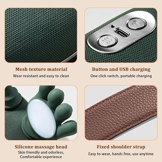 VIYAE DEESY Neck and Shoulder Massager - Electric Portable Deep Kneading with Heat, Rechargeable Wireless Wearable Cervical Massager, Adjustable Intensity for Pain Relief Home Office Travel Gift