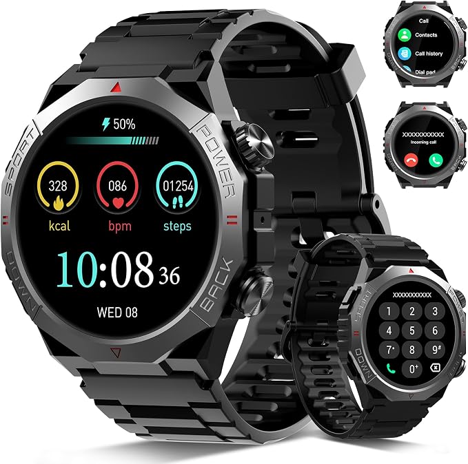Smart Watches for Men (Answer/Make Calls), 1.39" HD Fitness Watches, Heart Rate/Sleep Monitor, 110+ Sports Modes Military Watch for Men, Waterproof Watch, 30Day, Watches for Android/iPhone, Black