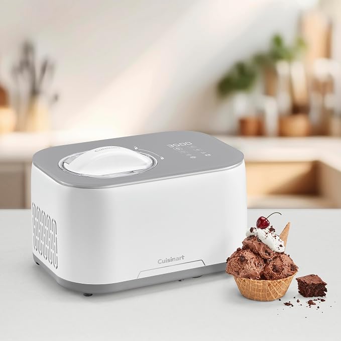 Cuisinart Freeze Ease 1 Quart Ice Cream Maker – Automatic Ice Cream, Frozen Yogurt and Sorbet Machine with Presets, No Pre-Freezing, Compact Countertop Design, ICE-90