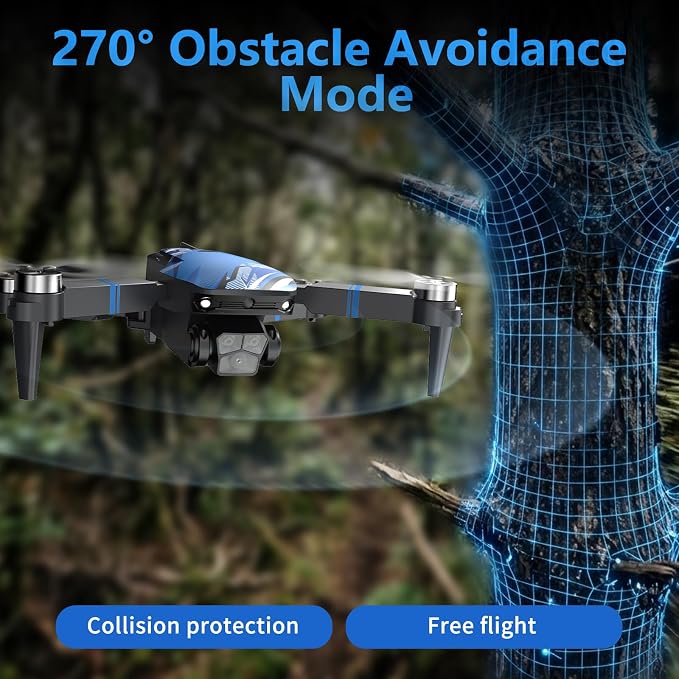 Drone with Camera for Adults LCD Screen FPV Live Video, Professional Brushless Motor 270° Obstacle Avoidance 3D Flips, Foldable RC Mini Quadcopter for Beginners Support 32G SD Card Max Under 250G Gift