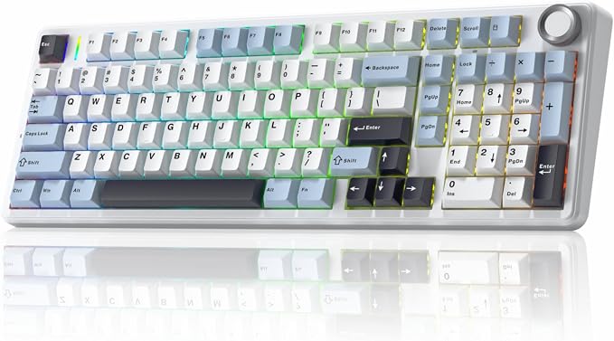 x Aula F99 Pro Wireless Mechanical Keyboard, Gasket Hot Swappable Custom Keyboard with Knob, RGB Backlit,Pre-lubed Reaper Switches PBT Keycaps BT5.0/2.4GHz/USB-C Creamy PC Gaming Keyboards - Blue