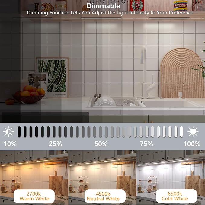 LAMPAOUS LED Under Counter Lights Fixtures for Kitchen,Smart Cabinet Lighting Strips Plug in Compatible with Alexa,Google Assistant,App,RGB Color Changing & White Dimmable,12Inch Linkable,Bright,3pcs