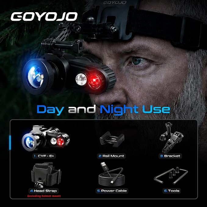 Head-Mounted Night Vision Monocular Goggles with Elastic Head Strap, Default 7X Magnification, Digital Infrared NVG Equipment 1148FT Range with 1.54in HD Screen, Rechargeable for Ghost Hunting Camping