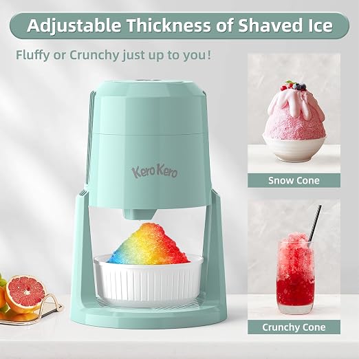 Professional Shaved Ice Machine: RX03 Electric Snow Cone Maker & ICEE Machine for Home, 60W Power, 120V Universal Voltage, Create Fluffy Ice Snow Cones, Slushies and Frozen Treats-Green (Green)