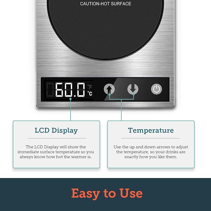 COSORI Coffee Mug Warmer for Desk, Digital Cup Heater, Coffee & Christmas Gifts, 1°F Precise Temperature Control, Touch Tech & LCD Digital Display (77-194℉), 304 Stainless Steel