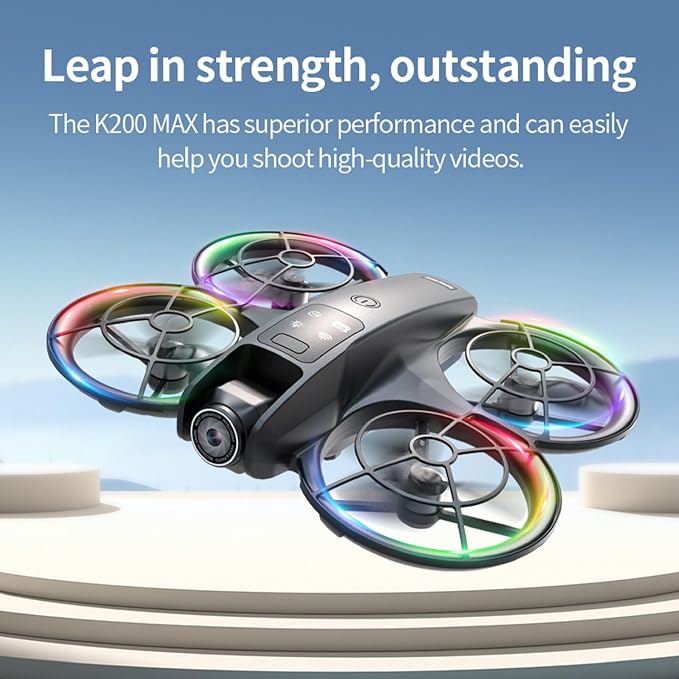 Big-Size K200 Max Drone with 4.8-Inch Screen Controller with SD Card, Two-batteries, Brushless Motor, Optical Flow Positioning, with Black Outdoor Carrying Case.
