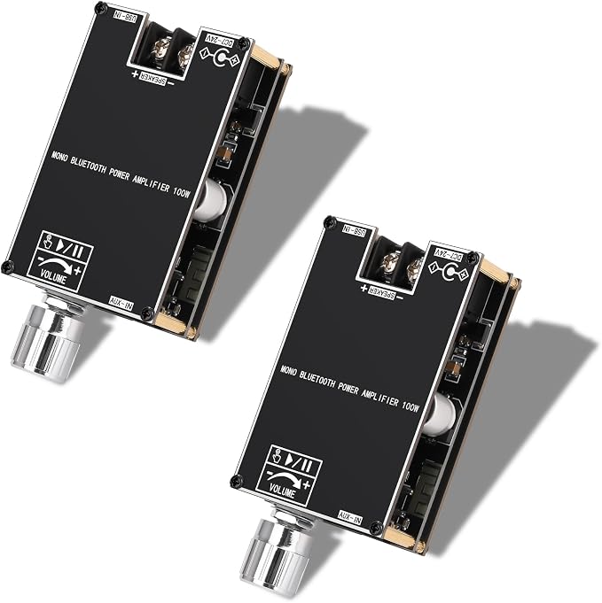 Daakro 2PCS ZK-1001B Bluetooth Amplifier Board,100W Mono Channel Amp Board with TWS Pairing Function,DC 7-24V, Bluetooth/USB/AUX Input, Audio Amp Board for Home DIY Wireless Speakers, Password Free