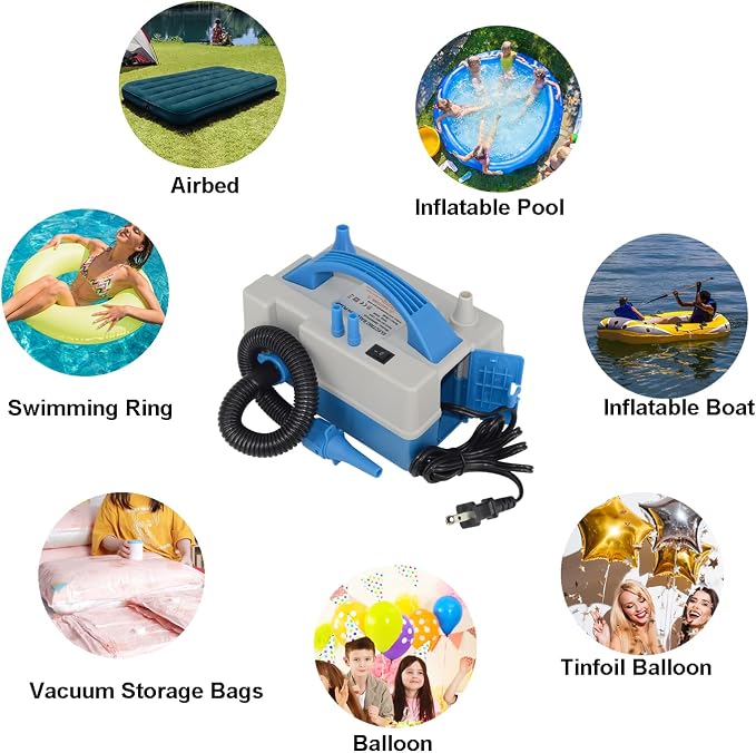 Electric Balloon Pump,Portable Dual Nozzle Electric Balloon Inflator/Blower with Multipurpose Hose Extension,for Party Decoration