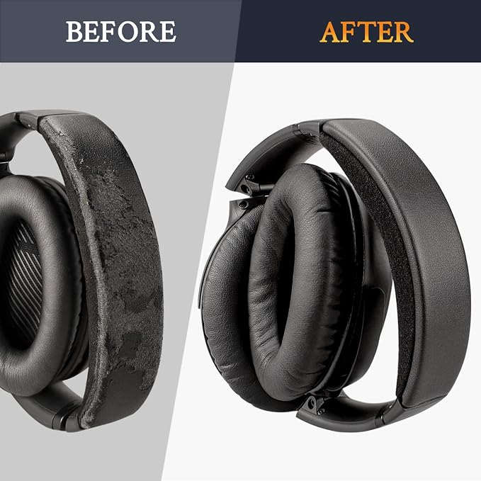 SOULWIT Replacement Kit for Bose QC35/QC35 ii Over-Ear Headphones, Ear Pads Cushions + Headband + Silicone Sweat Cover - Black