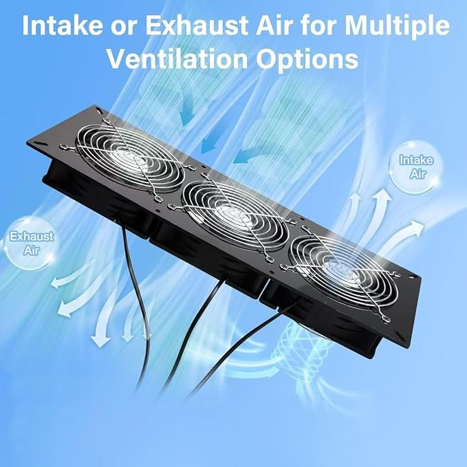 Fanspex Solar 3 Fan Kit, Waterproofed Solar Powered Fans for Outdoor Chicken Coop, Greenhouse & Shed Intake or Exhaust Air