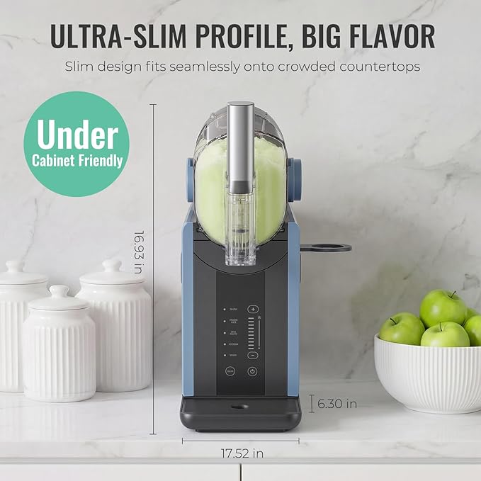 Slushie Machine for Home, 66oz Smart Frozen Drink Maker, 5 Programs & Clean Mode, No-Ice-Needed Slushy Maker for Margaritas, Smoothies, Milkshakes, Cocktails, and Soft Serve Ice Cream (Blue)