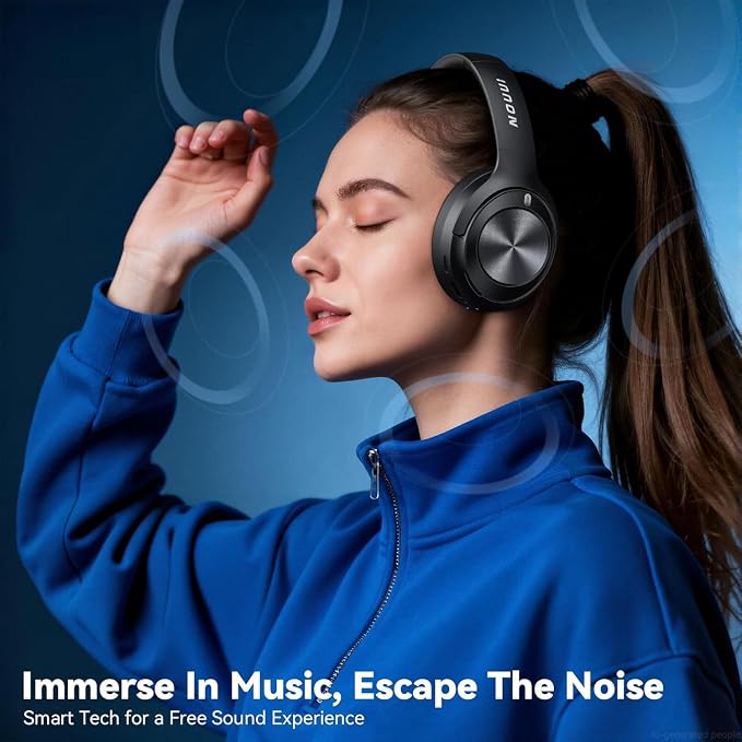 Hybrid Active Noise Cancelling Headphones, Bluetooth Headphones with Hi-Res Audio, 70H Playtime Over Ear Headphones with Fast Charge, ANC Wireless Headphones with Comfort Earcup for Travel/Office/Home