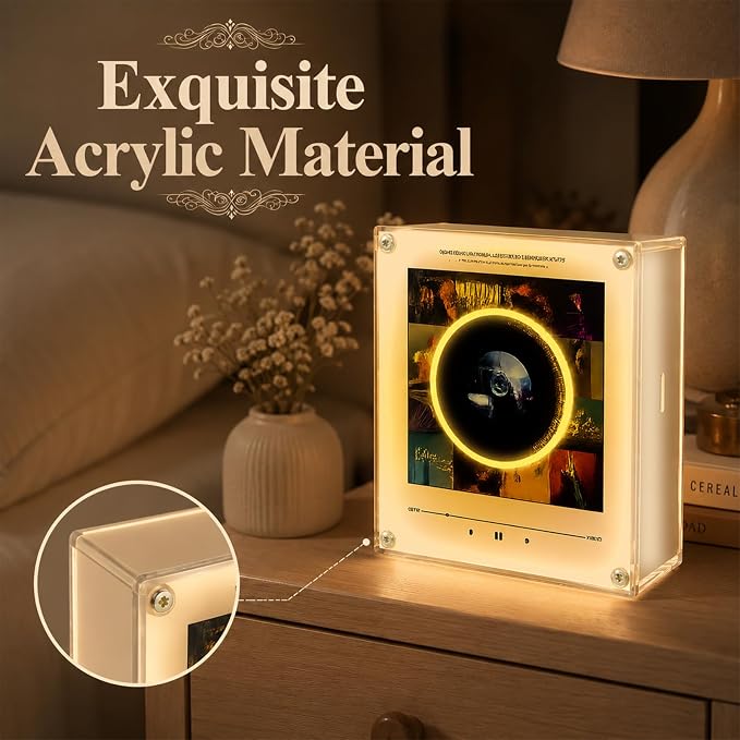 Music Refrigerator Magnets with NFC Records Player Set, Include 9 Programmable Retro Vinyl Records Refrigerator Magnets, 128M Music Player with Light for Fridge or Desktop, Unique Musical Gift