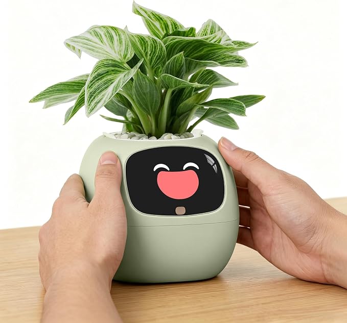 PLANTSIO Ivy Interactive AI Desk Companion, Smart Plant Pet with 100+ Expressions, Cute Indoor Planter for Office Decor, Unique Gift for Plant Lovers & Coworkers(Mint)