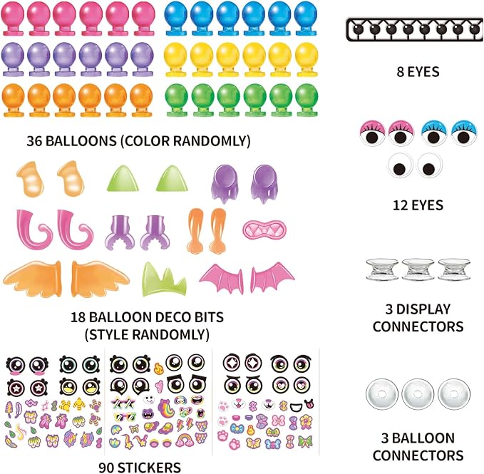 Magic Balloon Craft Kit, Funny Balloons Inflator Toy, DIY Sticky Balls With Pump, Sticker Balloon Maker, Creative Ballon Animals Making Kit, Birthday Gifts for Girls Boys (Accessory Refill Pack)