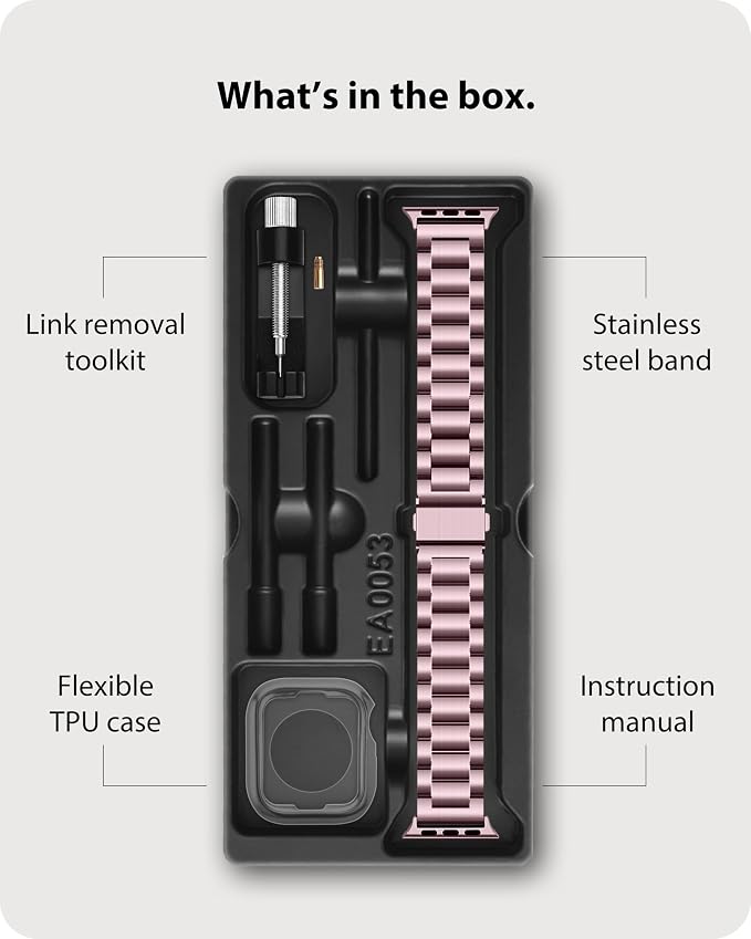 Fullmosa Metal Band Compatible with Apple Watch Bands 41mm 40mm 38mm, iWatch Band with Case for Apple Watch Series 9 8 7 6 5 4 3 2 1 SE3/2/1, Rose Pink