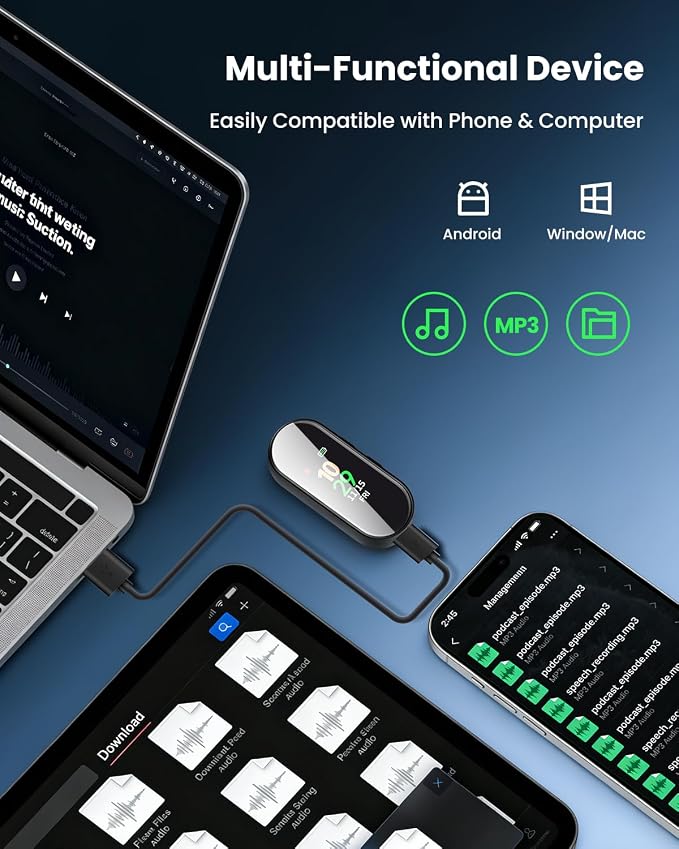 64GB Digital Voice Recorder Professional & Portable, 4-in-1 New Upgraded Noise Reduction Hi-Fi Pure Sound Quality, 3072Kbps Audio Activated Voice Recorder for Your Lectures, Meetings, and Classes