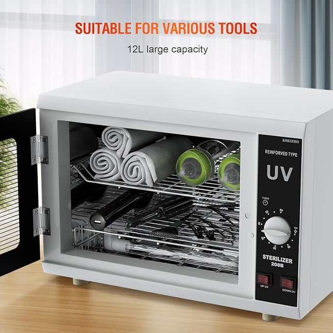 UV Sanitizer Cabinet. Dual Lamp UV Light Sanitizer Box with Timer Setting, Suitable for Cleaning of Various Items