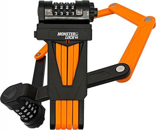 Monster Folding Bike Lock – Heavy-Duty Anti-Theft Hardened Steel, Rust-Proof, Foldable Compact High-Security Lock for Bicycle, Scooter & Motorcycle