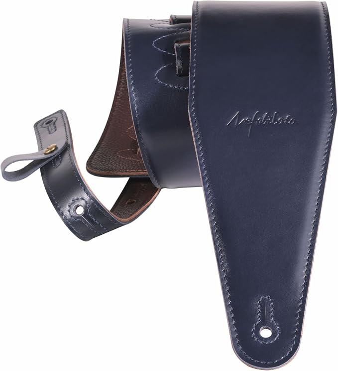 Nefelibata 3.8" Wide Guitar Strap, Full Grain Italian Leather Adjustable Guitar Straps with Foam Padding for Bass, Electric, and Acoustic Guitars