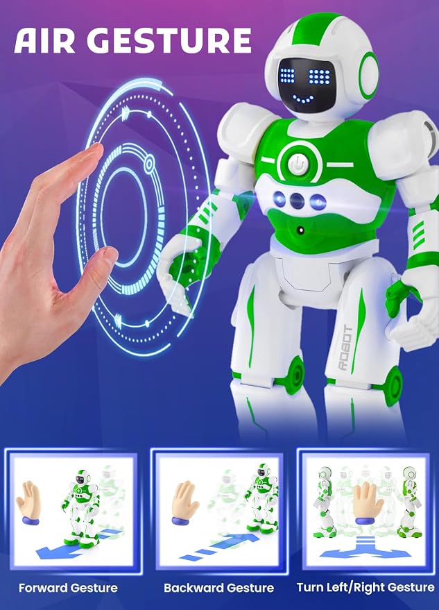 Robot Toys for Kids,Programmable Remote Control Smart Walking Dancing Robot Toy with Gesture & Sensing for Age 4 5 6 7 8 9 10 Year Old Boys Girls for Birthday Present,Green