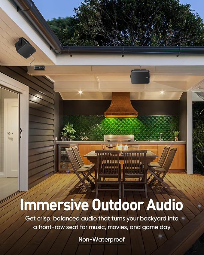 Inwa 6.5" Outdoor Passive Speakers, 50W Each Weatherproof Wall Mount Speaker, Wired PA System with Full-Range Sound, Includes Brackets for Pool, Patio, Garage & Indoor Use (Pair, Black)
