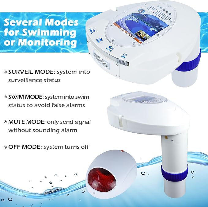 Inground Pool Alarm Wireless Connection, Water Motion Sensor Swimming Pool Immersion Alarms Detector System Battery Powered with Remote Receiver Alarm for Pool Safety for Kids Pets FCC-Compliant