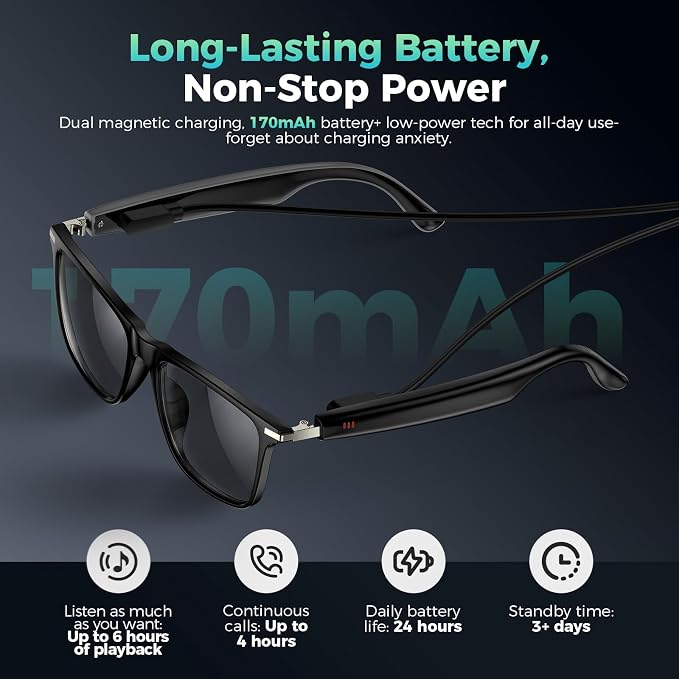 2026 AI Smart Glasses with Bluetooth Call,AI Real-Time Translation Smart Glasses,Music Playback & Hands-Free Calls,AI Glasses with Sunglasses Lenses+Photochromic Lenses+Brown Lenses for Men & Women