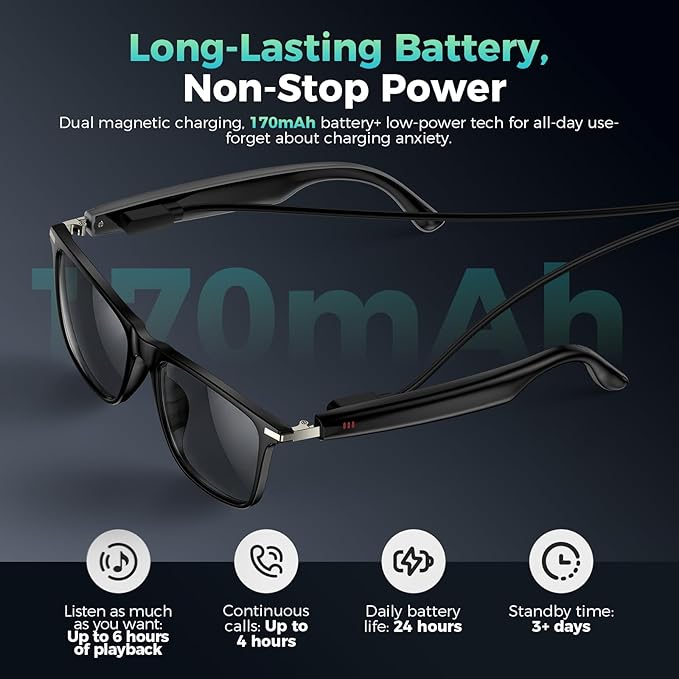 2026 AI Smart Glasses for Men & Women,AI Real-Time Translation Smart Glasses,Music Playback & Hands-Free Calls,Bluetooth Glasses with Photochromic Lenses+Blue Light Lenses+Brown Lenses