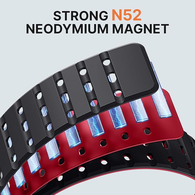 Bandletic Magnetic Silicone Band Compatible with Samsung Galaxy Watch 8 40mm 44mm / Watch 8 Classic 46mm 2025, No Gap Soft Breathable Replacement Strap for Men Women, Black/Red
