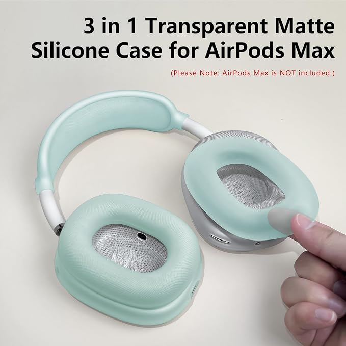 Silicone Case Cover for AirPods Max Headphones, Ear Pad Case Cover/Ear Cups Cover/Headband Cover for AirPods Max 2/1 (2026/2024/2020)(USB-C/Lightning), Accessories for Apple AirPod Max 2, Foggy Blue