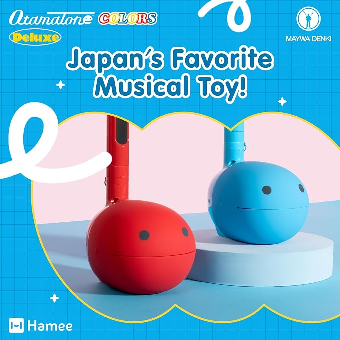 Otamatone Deluxe Blue – Electronic Musical Instrument for Adults, Portable Digital Synthesizer with 3.5mm Aux Jack and Strap from Japan by Maywa Denki, Cool Unique Gift [English Manual]