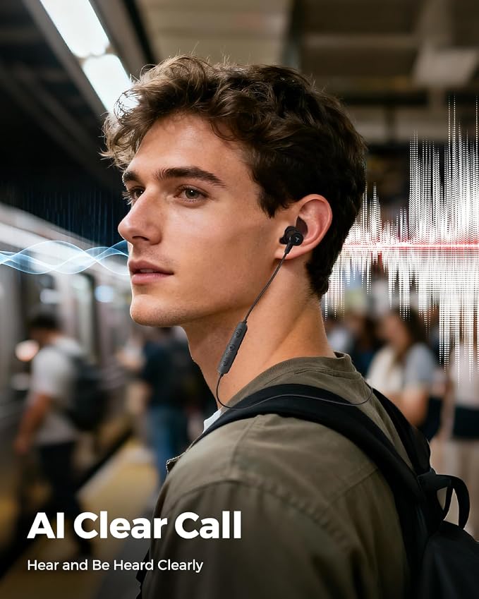 Truefree HD-100 Wireless Earbuds, Bluetooth 6.0 Neckband Headphones, Magnetic Wireless Earphones, 11mm Driver Spatial Audio, Multipoint Connection, 20 Hours of Battery Life, IP67 Waterproof for Sports
