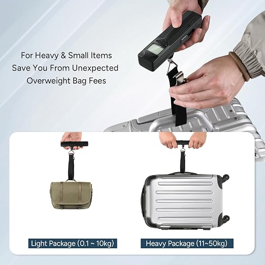 Battery-Free Luggage Scale – No Batteries Needed, Portable Digital Hanging Suitcase Weight Scale for Air Travel & Checked Bags, 110lb/50kg, LCD Display, Compact Travel Accessory