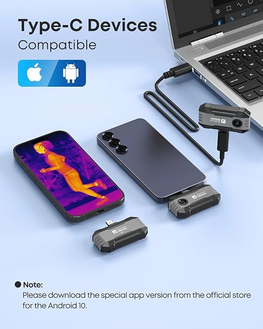 Thermal Master P1 - Thermal Camera for USB-C iPhone & Android, 320x240 Super Resolution Infrared Imager w/3.6℉ Accuracy, -4℉-1112℉ High Temp, Spot Tracker, 15x Zoom, 160x120 Ir Resolution, Grey
