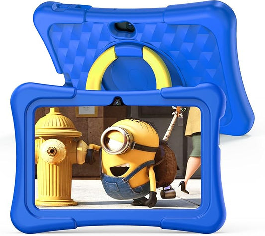 PRITOM 7 inch Tablet for Kids with Solid Case, Kids Tablets 32GB with Parental Control, Pre-Installed Free APPs Games, Educational Toddler Tablet WiFi, Bluetooth, Camera, YouTube Kids