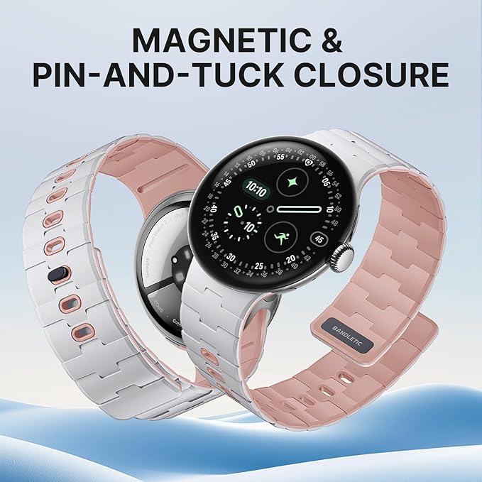 Bandletic Magnetic Silicone Bands Compatible with Google Pixel Watch 4/3/2/1 41mm for Women and Men, Rugged Soft Sport Strap Replacement Wristband