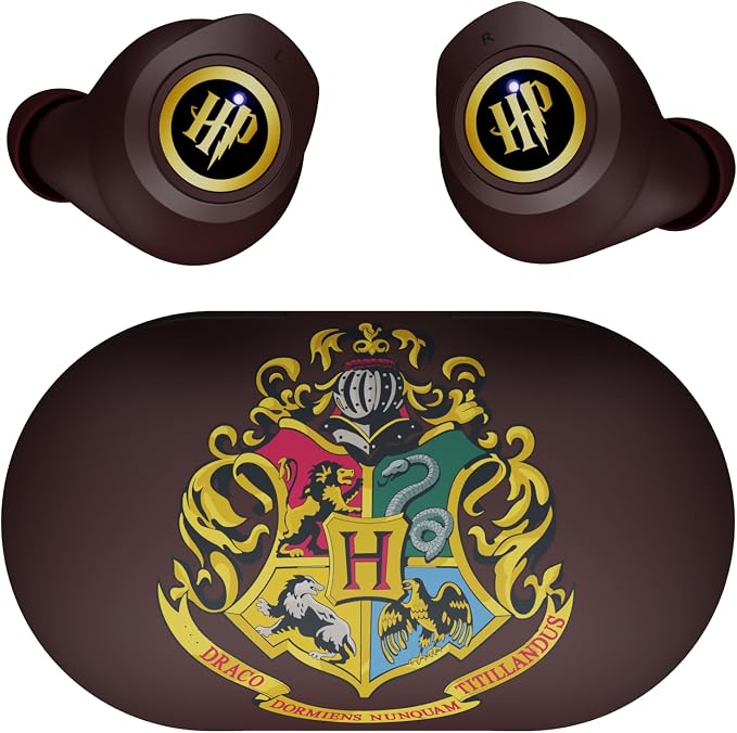 iJoy Harry Potter Hogwarts Crest Wireless Bluetooth Earbuds with Charging Case, Built-in Mic, 30 Hr Playtime, Officially Licensed | Harry Potter Gifts for Women, Men, Teens, Kids and All Fans