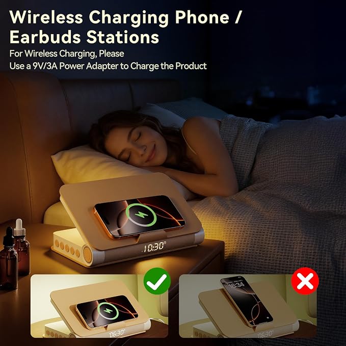 Vivilumens Speaker Bluetooth Wireless Charging 5 in 1 Speaker Loud for Adults Teens Aesthetic Book Shape Sunrise Gentle Wake Up Light for Bedroom Decor Bedside Tech Gifts