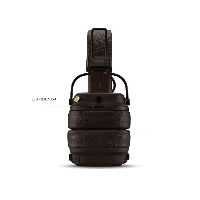 Marshall Major V Wireless On-Ear Bluetooth Headphones - 100+ Hr Playtime | Detachable Audio Cable | Microphone for Calls | Lightweight, Foldable Design for Travel - Brown